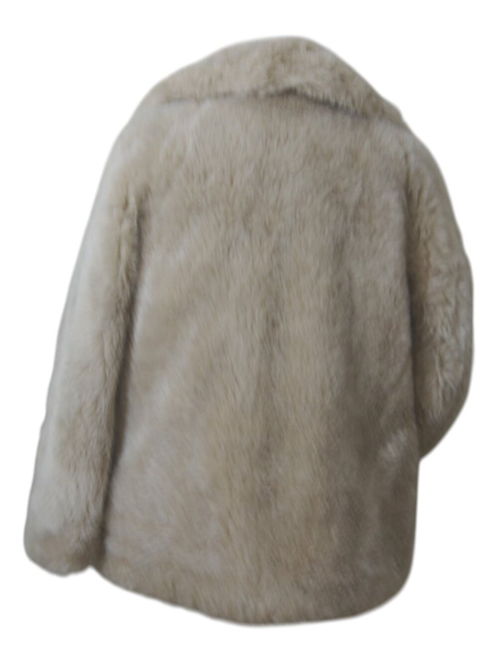Cream Faux Fur Teddy Coat Collared Lined Jacket with Pockets Hook & Eye No Tag - Picture 5 of 11